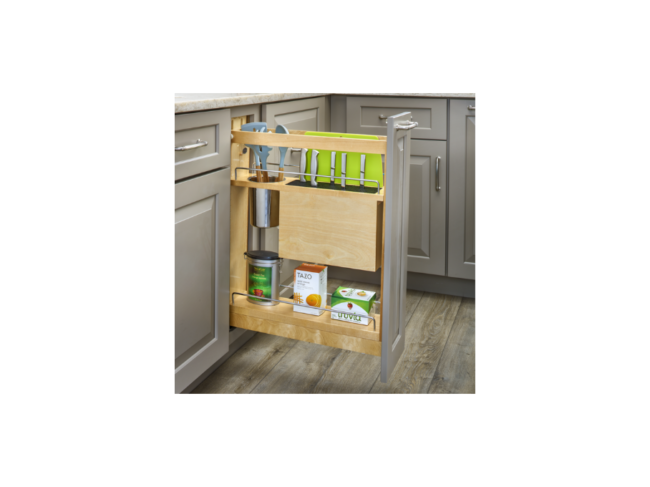 Base Cabinet Knife Block Pullout Organizer w/ Cutting Mats (Fits 9" Full Height Door Base)