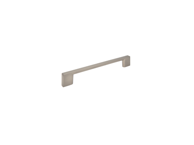 SATIN NICKEL Contemporary Slim Squared Pull    Overall Length: 5-7/8"    Center to Center: 128mm
