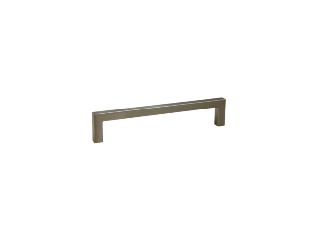 SATIN NICKEL    Modern Square Pull    Overall Length: 5-1/2"    Center to Center: 128mm